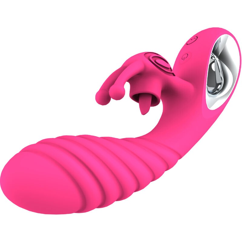 ARMONY - VIBRATORE VICKY RABBIT CON LINGUETTA TIRANTE FUCSIA ARMONY - VIBRATORE VICKY RABBIT CON LINGUETTA TIRANTE FUCSIA