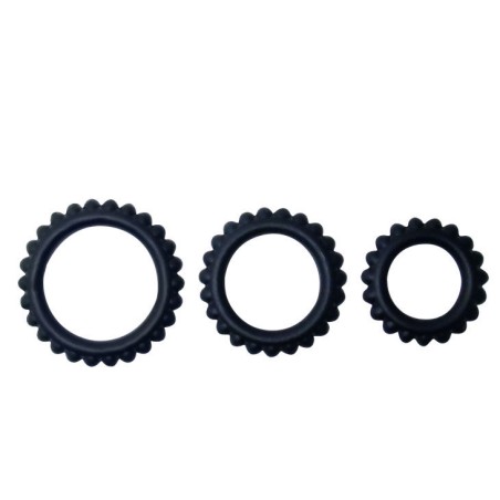 BAILE - TITAN SET 3PCS COCK RING BLACK 2.8 2.4 1.9 CM