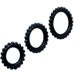 BAILE - TITAN SET 3 PCS COCK RING NOIR 2.8 2.4 1.9 CM
