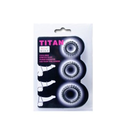BAILE - TITAN SET 3PCS COCK RING BLACK 2.8 2.4 1.9 CM