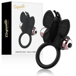 COQUETTE CHIC DESIRE - COCKRING PAPILLON AVEC VIBRATEUR NOIR- OR