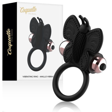 COQUETTE CHIC DESIRE - COCK RING BUTTERFLY WITH VIBRATOR BLACK- GOLD