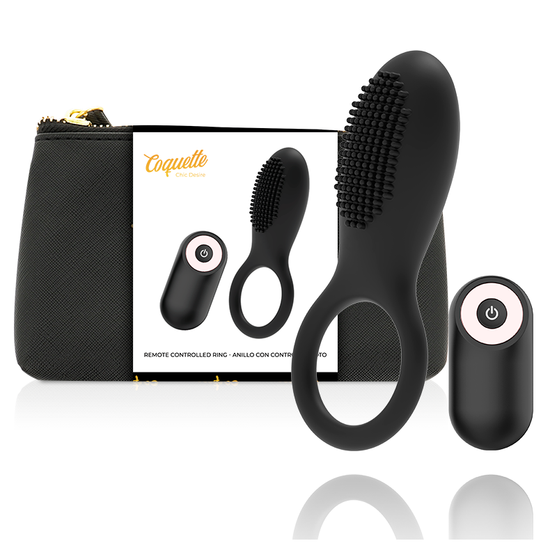 COQUETTE CHIC DESIRE - COCKRING TÉLÉCOMMANDE RECHARGEABLE NOIR- OR