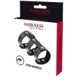 DARKNESS - DOUBLE ANNEAU DE PÉNIS ET TESTICULES EN CUIR RÉGLABLE DARKNESS - DOUBLE ANNEAU DE PÉNIS ET TESTICULES EN CUIR RÉGLABLE