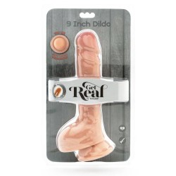 GET REAL - DUAL DENSITY DILDO 25,5 CM CON TESTÍCULOS NATURAL
