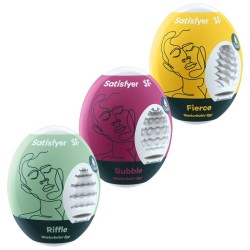 SATISFYER - 3 MASTURBATOR EIER RIFFLE, BUBBLE and FIERCE