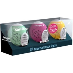 SATISFYER - 3 MASTURBATOR EIER RIFFLE, BUBBLE and FIERCE