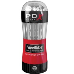 PDX ELITE - MASTURBATEUR STROKER TUBE DE VUE CONTRÔLE ASPIRATION TRANSPARENT