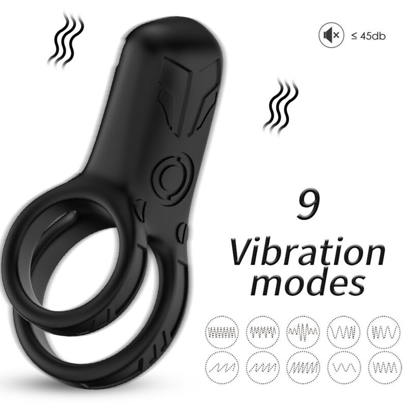 ARMONY - DOBLE ANILLO VIBRADOR NEGRO ARMONY - DOBLE ANILLO VIBRADOR NEGRO