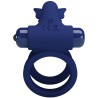 PRETTY LOVE - JAMELE DOUBLE RING WITH VIBRATION and BUTTERFLY STIMULATOR BLUE
