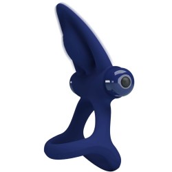 PRETTY LOVE - MAT DOUBLE RING WITH VIBRATION and STIMULATOR BLUE