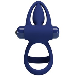 PRETTY LOVE - MAT DOUBLE RING WITH VIBRATION and STIMULATOR BLUE