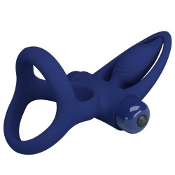 PRETTY LOVE - MAT DOUBLE RING WITH VIBRATION and STIMULATOR BLUE
