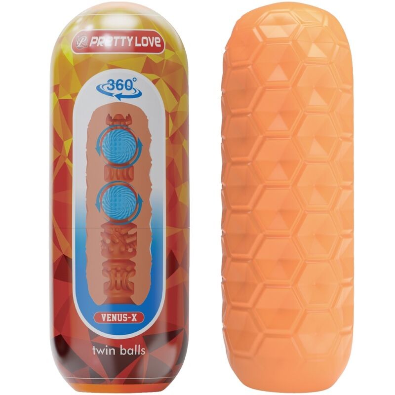 PRETTY LOVE - TWIN BALLS MASTURBADOR MASCULINO NARANJA PRETTY LOVE - TWIN BALLS MASTURBADOR MASCULINO NARANJA