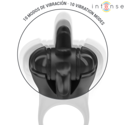 INTENSE - MABEL ANNEAU VIBRANT 10 VIBRATIONS AVEC STIMULATEUR DE CLITORIS NOIR