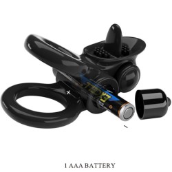 PRETTY LOVE - PASSIONATE RING DOUBLE ANNEAU VIBRANT STIMULATEUR DE CLITORIS NOIR