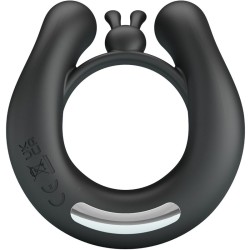 PRETTY LOVE - DAHLIA VIBRATING RING CLITORIS STIMULATOR 12 VIBRATIONS BLACK