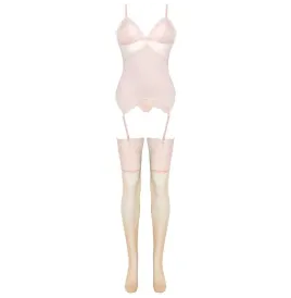 LIVCO CORSETTI FASHION - PERSINNE PEACH SET CORSET PANTY MEDIAS S-M