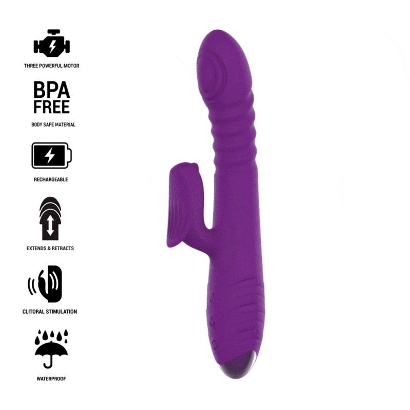 INTENSE - IGGY MULTIFUNCTION RECHARGEABLE VIBRATOR UP and DOWN WITH CLITORAL STIMULATOR PURPLE