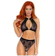 LEG AVENUE - TWO PIECES SET HALTER TOP AND PANTIES BLACK M-L LEG AVENUE - TWO PIECES SET HALTER TOP AND PANTIES BLACK M-L