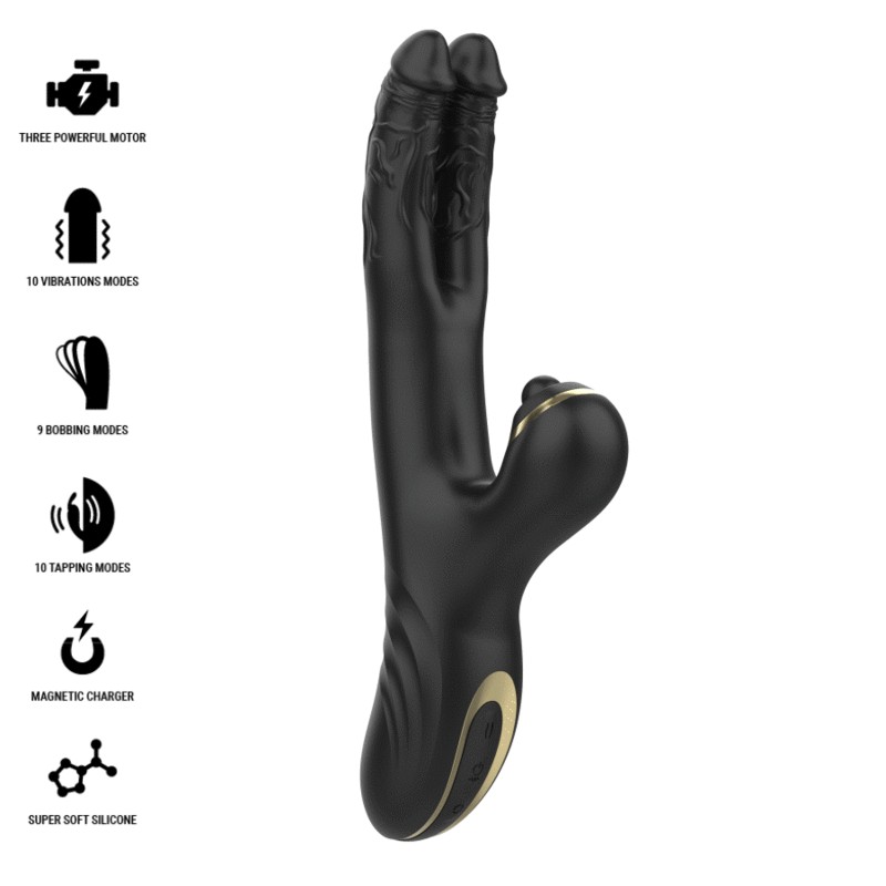 IBIZA - TWO DRAGONS DOUBLE VIBRATOR BLACK