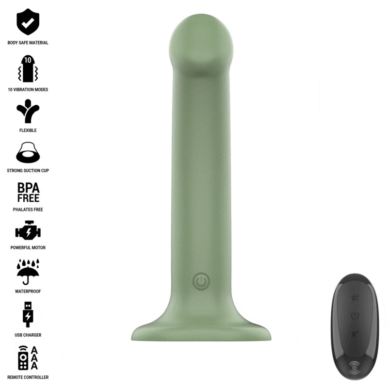 INTENSE - BECCA VIBRATOR WITH SUCTION CUP 10 VIBRATIONS GREEN REMOTE CONTROL