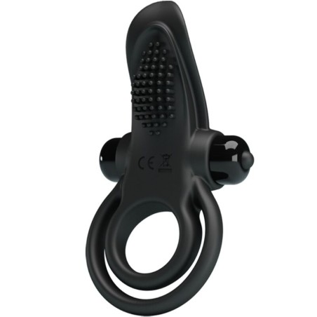 PRETTY LOVE - DOPPELTER VIBRATIONSRING KLITORISSTIMULATOR 10 VIBRATIONEN SCHWARZ