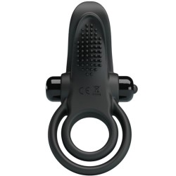 PRETTY LOVE - DOUBLE VIBRATING RING CLITORIS STIMULATOR 10 VIBRATIONS BLACK