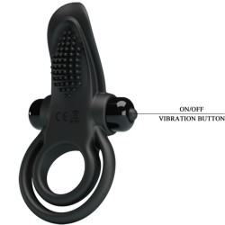 PRETTY LOVE - DOUBLE VIBRATING RING CLITORIS STIMULATOR 10 VIBRATIONS BLACK