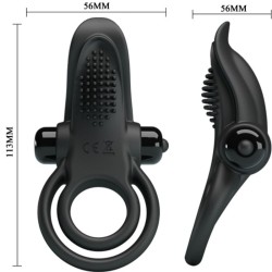 PRETTY LOVE - DOUBLE VIBRATING RING CLITORIS STIMULATOR 10 VIBRATIONS BLACK