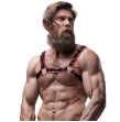 FETISH SUBMISSIVE ATTITUDE - MENS ECO-LEATHER CHEST HARNESS BLACK-RED FETISH SUBMISSIVE ATTITUDE - MENS ECO-LEATHER CHEST HARNESS BLACK-RED