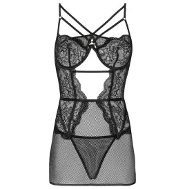 LIVCO CORSETTI FASHION - BARIRIN LC 90633 CHEMISE CULOTTE NOIR L-XL
