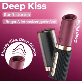 SATISFYER - STIMULATEUR DE CLITORIS DEEP KISS WAVE GRENAT - NOIR