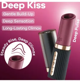 SATISFYER - DEEP KISS WAVE KLITORIS-STIMULATOR GRANAT - SCHWARZ