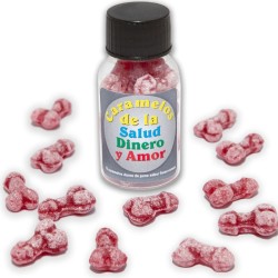 DIABLO PICANTE - 12 GESUNDHEIT-GELD-LIEBE-BONBONS PENISFORM ERDBEERE-KIRSCHE