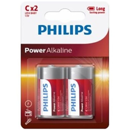 PHILIPS - PLAQUETTE PHILIPS POWER ALCALINE PILA C LR14 2