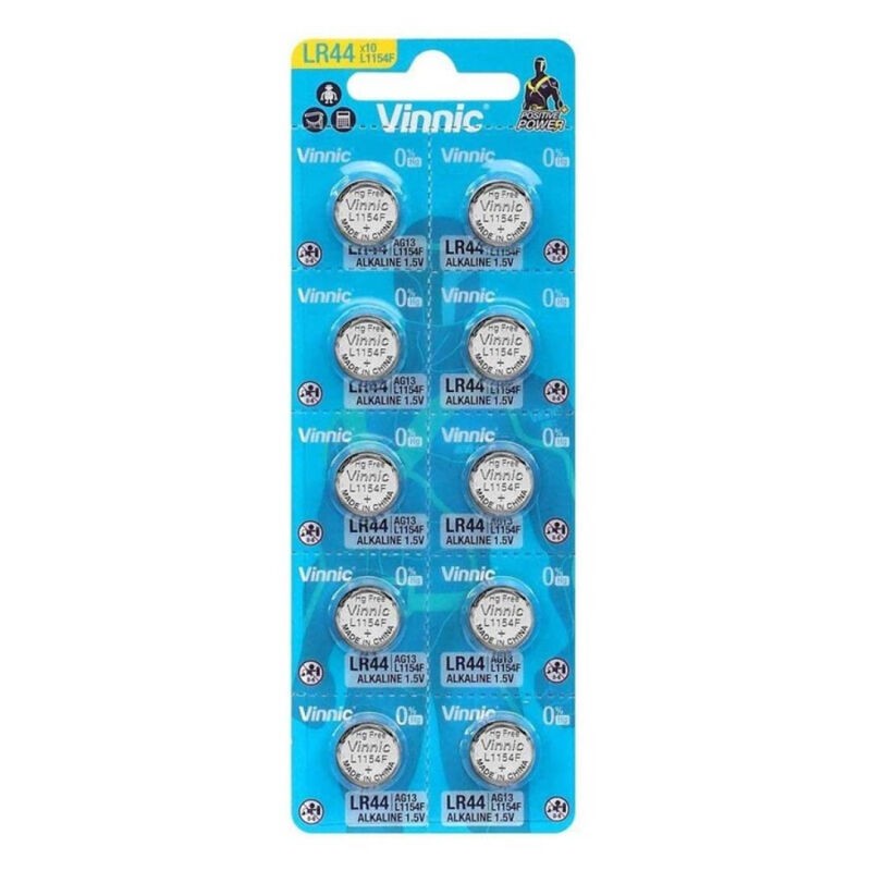 VINNIC - ALKALINE BUTTON BATTERY AG13 L1154F LR44 BLISTER10