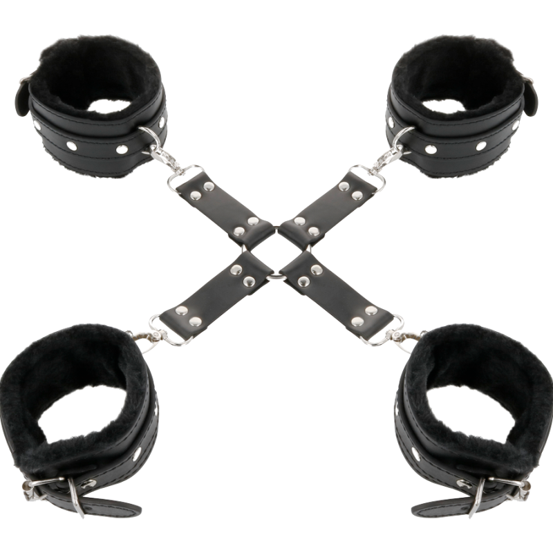 DARKNESS - MENOTTES EN CUIR POUR PIEDS ET MAINS NOIR DARKNESS - MENOTTES EN CUIR POUR PIEDS ET MAINS NOIR