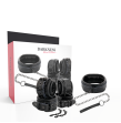 DARKNESS - BLACK LEATHER HANDCUFFS AND COLLAR DARKNESS - BLACK LEATHER HANDCUFFS AND COLLAR
