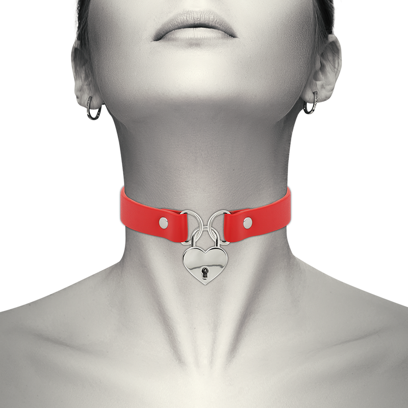 COQUETTE CHIC DESIRE - COLLAR CUERO VEGANO ROJO ACCESORIO CORAZÓN CON LLAVE COQUETTE CHIC DESIRE - COLLAR CUERO VEGANO ROJO ACCESORIO CORAZÓN CON LLAVE