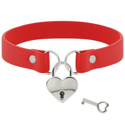 COQUETTE CHIC DESIRE - COLLIER EN CUIR VEGAN ROUGE AVEC ACCESSOIRE COEUR AVEC CL