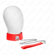 KINK - HALSKETTE MIT GÜRTEL 65 CM MIT BREITEM ROTEN BAND VERSTELLBAR 33,5-41 CM X 5 CM