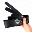 KINK - COLLANA CON GUINZAGLIO 116 CM CON BORCHIE IN ARGENTO MODELLO 4 NERO REGOLABILE 40-48 CM X 6 CM