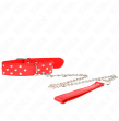 KINK - COLLIER RIVET ANNEAU AVEC CEINTURE 65 CM ROUGE AJUSTABLE 36-50 CM X 3,8 CM
