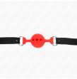 KINK - BÂILLON ENTIÈREMENT SILICONE 55 x 2 CM AVEC BOULE DE 4 CM TAILLE S ROUGE AJUSTABLE 35-51 CM