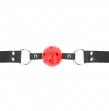KINK - ATMUNGSAKTIVER BALL 4 CM KNEBEL MIT DOPPELNIET LEDER 62,5 x 2,5 CM VERSTELLBAR 42-58 CM