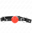 KINK - BÂILLON BALLE 4 CM AVEC SERRURE BOULE ROUGE BRACELET NOIR 60 x 2 CM