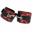 KINK - SHORT VELVET LACE WRIST RESTRAINTS AND NYLON BIND RED - BLACK 23 X 6.5 CM