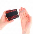 KINK - ATTENTES-POIGNETS COURTES EN DENTELLE DE VELOURS ET RELIURE EN NYLON ROUGE - NOIR 23 X 6,5 CM