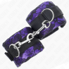 KINK - SHORT VELVET LACE WRIST RESTRAINTS AND NYLON BIND PURPLE - BLACK 23 X 6.5 CM
